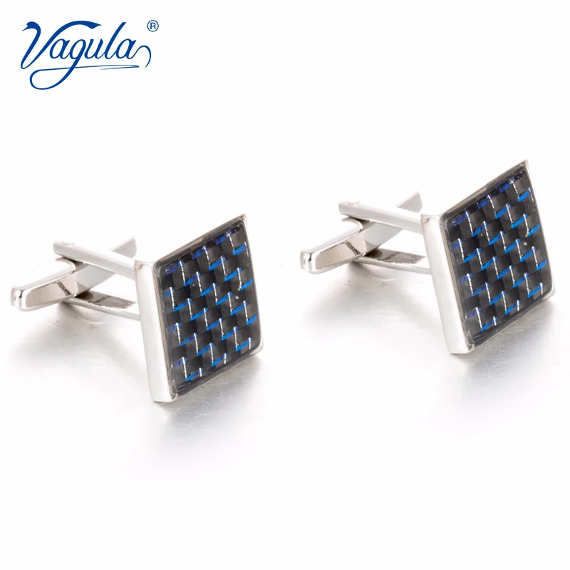 

VAGULA Gemelos Classic Silver-color Copper Blue Fibre Men Cufflink Luxury gift Party Wedding Suit Shirt Button Cufflink 788