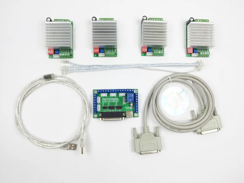 

CNC Router 4 Axis Kit,TB6600 4 Axis mach3 Stepper Motor Driver Controller kit 4.5A + one 5 axis breakout board for nema23 motors