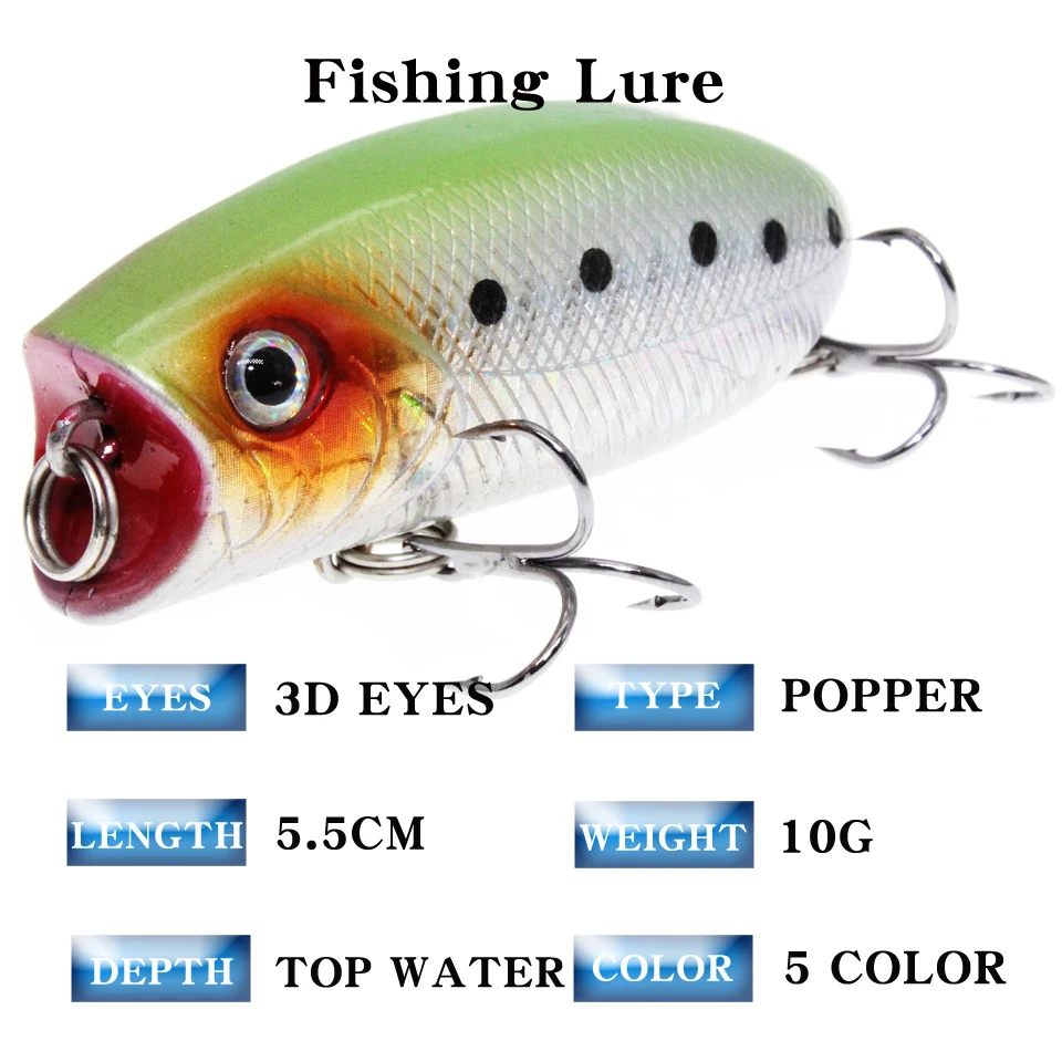 Fishing Lures Wobblers Bait-Isca Trolling-Top Feather-Hooks Water-Bass New Popper Artificial
