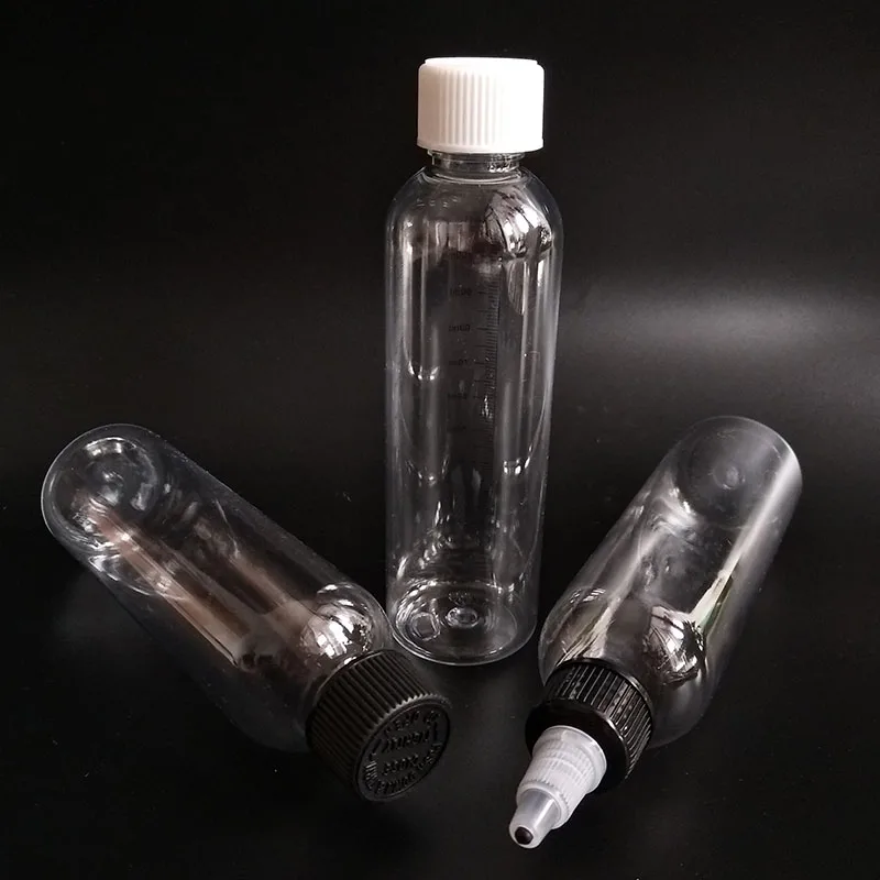 

PET Plastic 120ml Refillable Bottle transparent E Liquid Bottle Graduation measurement Scale Water Bottle with Twist Off Cap