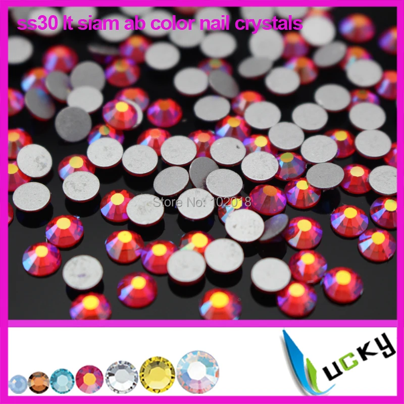 

Freeshipping!5bags/lot 30ss 6mm lt siam ab color non hot-fix nail crystals flat back rhinestones foiled back strass