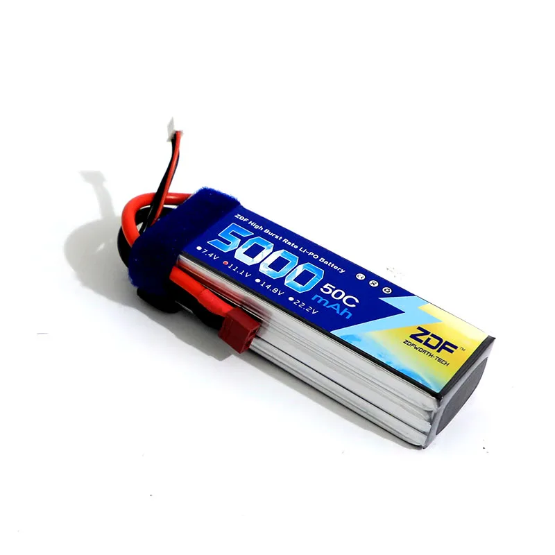 Batteria Lipo ZDF 2S 3S 7.4v 11.1V 5000mAh 6000Mah 50C Max 100C con spina a T per elicottero RC Quadcopter