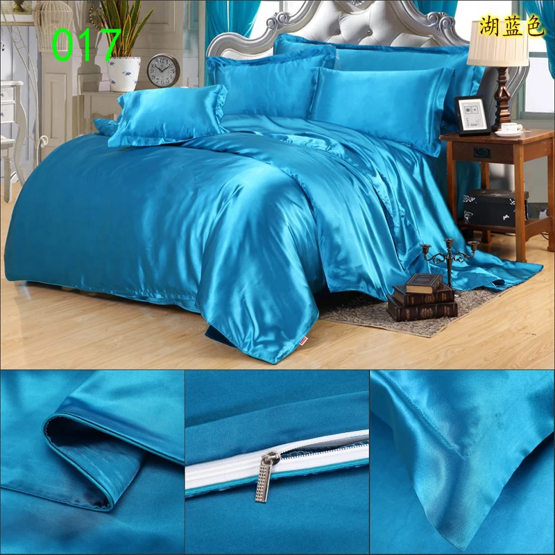 Lake Blue Tribute Silk Duvet Cover Twin Full Queen King 150x200cm 200x230cm 220x240cm Quilt Cover Comforter Covers Bedding Home