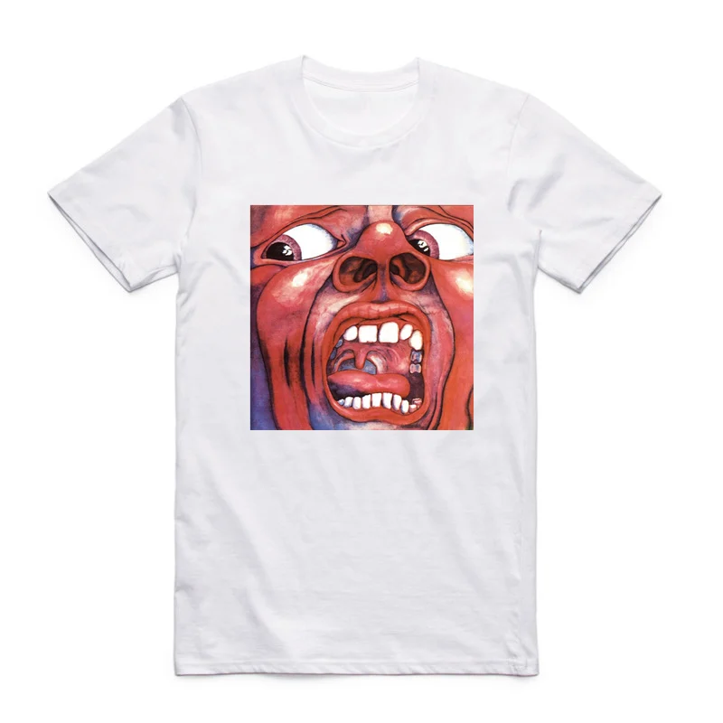 تيشيرت بأكمام قصيرة وياقة مستديرة ، مطبوع عليه صورة الملك القرمزي ، مقاس آسيوي ، عصري ، محكمة قرمزي ، HCP4170