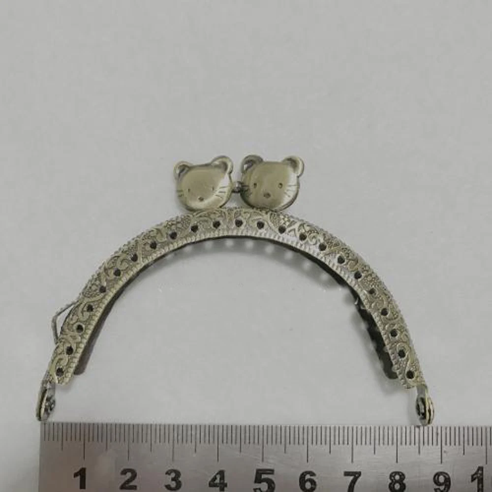 DIY bear head kiss buckle 8.5cm 10.5cm 12.5cm knurling round cute coin bag metal clasp purse frame 10pcs/lot