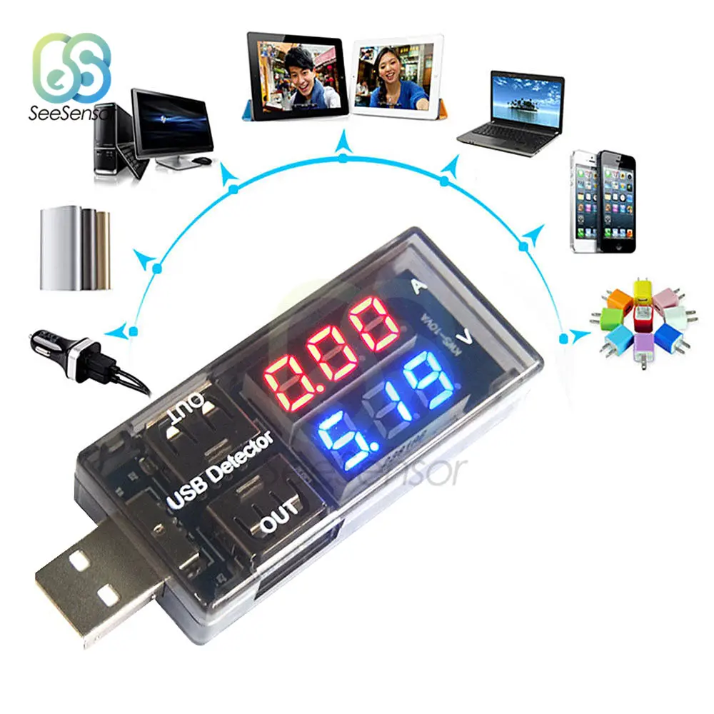 USB Charging Battery Voltmeter Ammeter Digital Dual Display Charger Doctor Ampermeter Current Meter USB Detector Smart Function