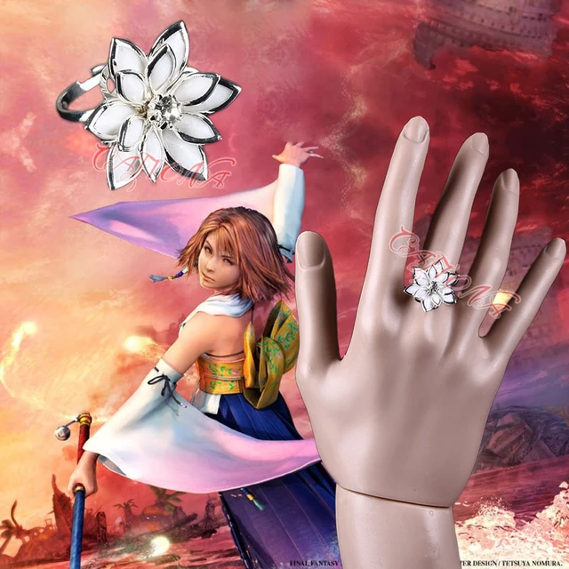 Cafiona安いファイナルファンタジーユウナコスプレ衣装アクセサリー白花リング調整可能なサイズ - AliExpress