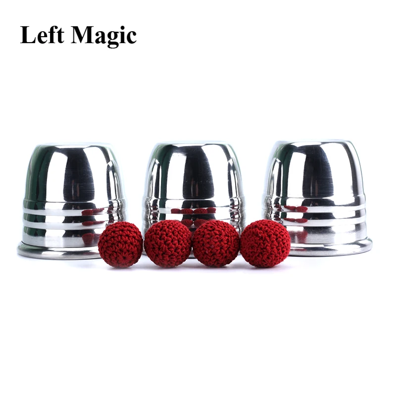 Super Professional Aluminum Three Cups and Balls With Cup (Large), Gimmick Props,Magic Tricks Magician Close Up Illusion