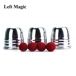 Super Professional Aluminum Three Cups and Balls With Cup (Large), Gimmick Props,Magic Tricks Magician Close Up Illusion