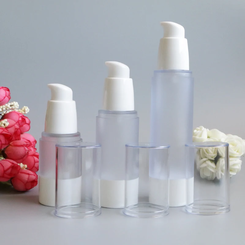 Hot 15ml 30ml 50ml Empty Airless Frosting Bottles Liquid Refillable Packaging Makeup Maquiagem Tools Travel Kit Bottle 100pcs