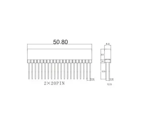 2 Pcs NEW 2.54mm Pitch 2x20 Pin 40 Pin Female Double Row Long Pin Header Strip PC104