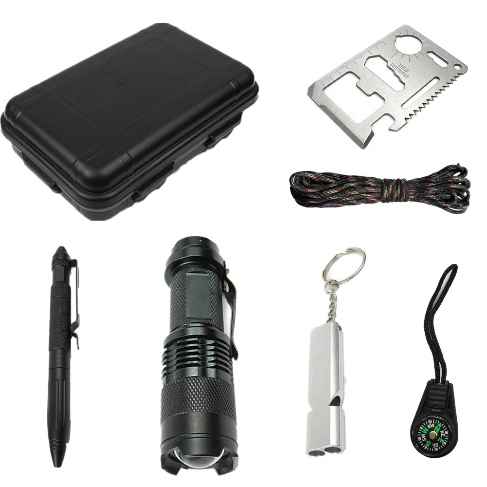 Camping Hiking Multi-function Tools and Equipment Set Emergency box Self-help Supplies SOS Outdoor Self-surviving Survival Kit