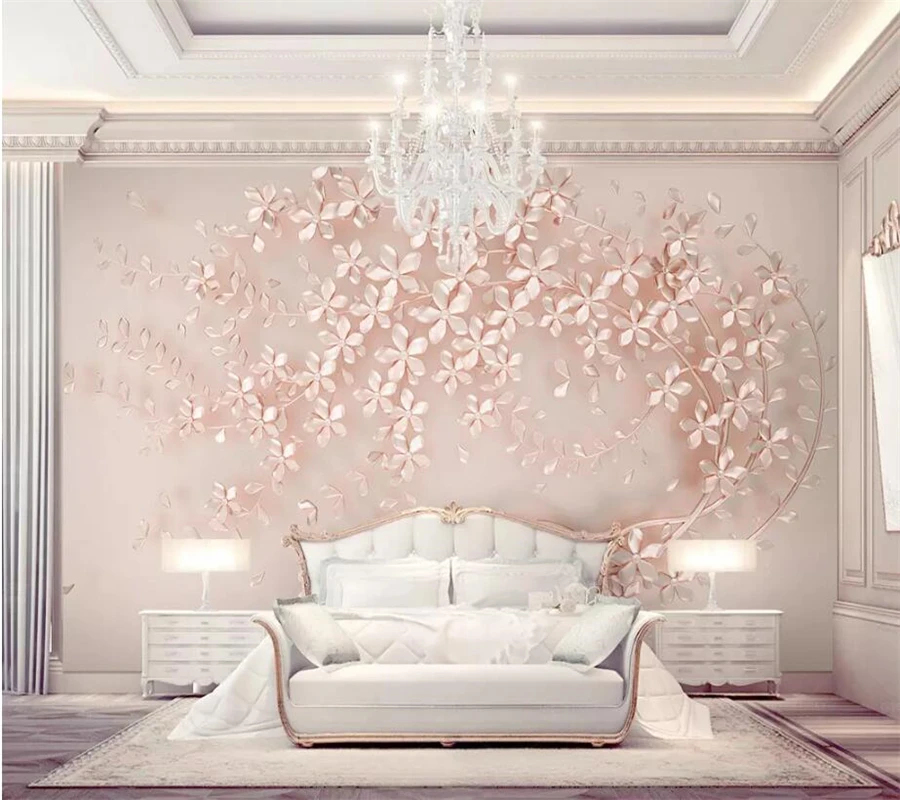 

wellyu Custom wallpaper 3d mural new rose gold flower luxury elegant 3d stereo обои background wall papel de parede wallpapers