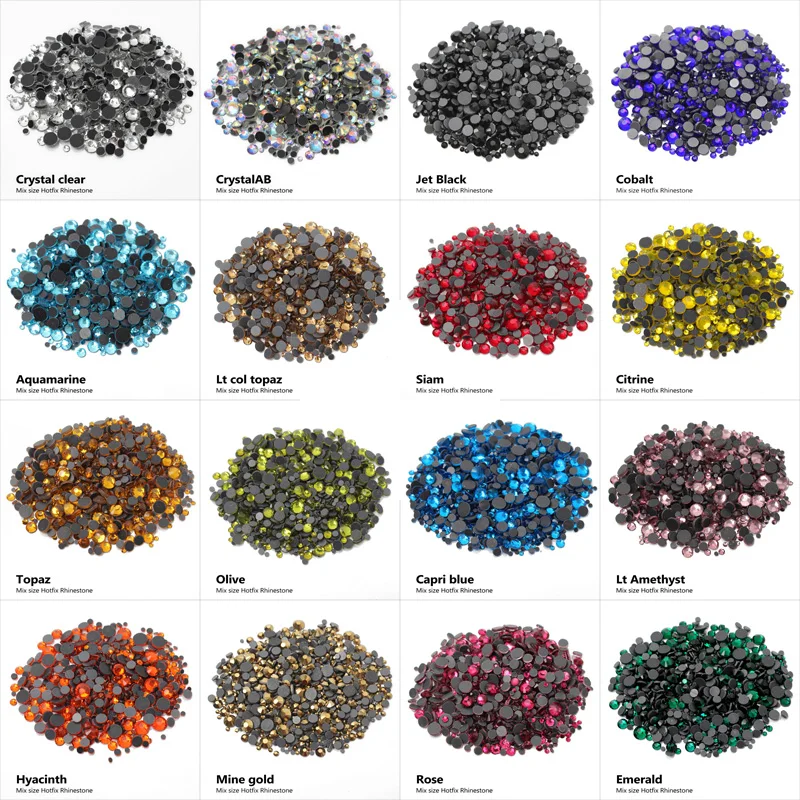 

Горячая Распродажа, 30 цветов, смешанный размер, стразы для исправления, 2000 шт., кристаллический камень с плоской задней частью для одежды, сумка для обуви, бесплатная доставка