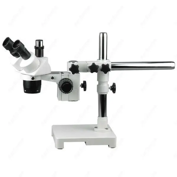 Stereo Microscope-AmScope Supplies 10X-15X-30X-45X Trinocular Stereo Microscope with Single Arm Boom Stand