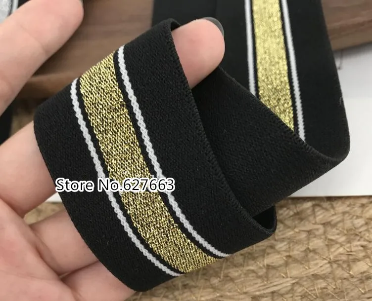 3Meter Gold Silver Stripe Elastic Bands Elastic Ribbon Clothing Bags Trousers Elastic Webbing Straps DIY Sewing Accessories 40mm