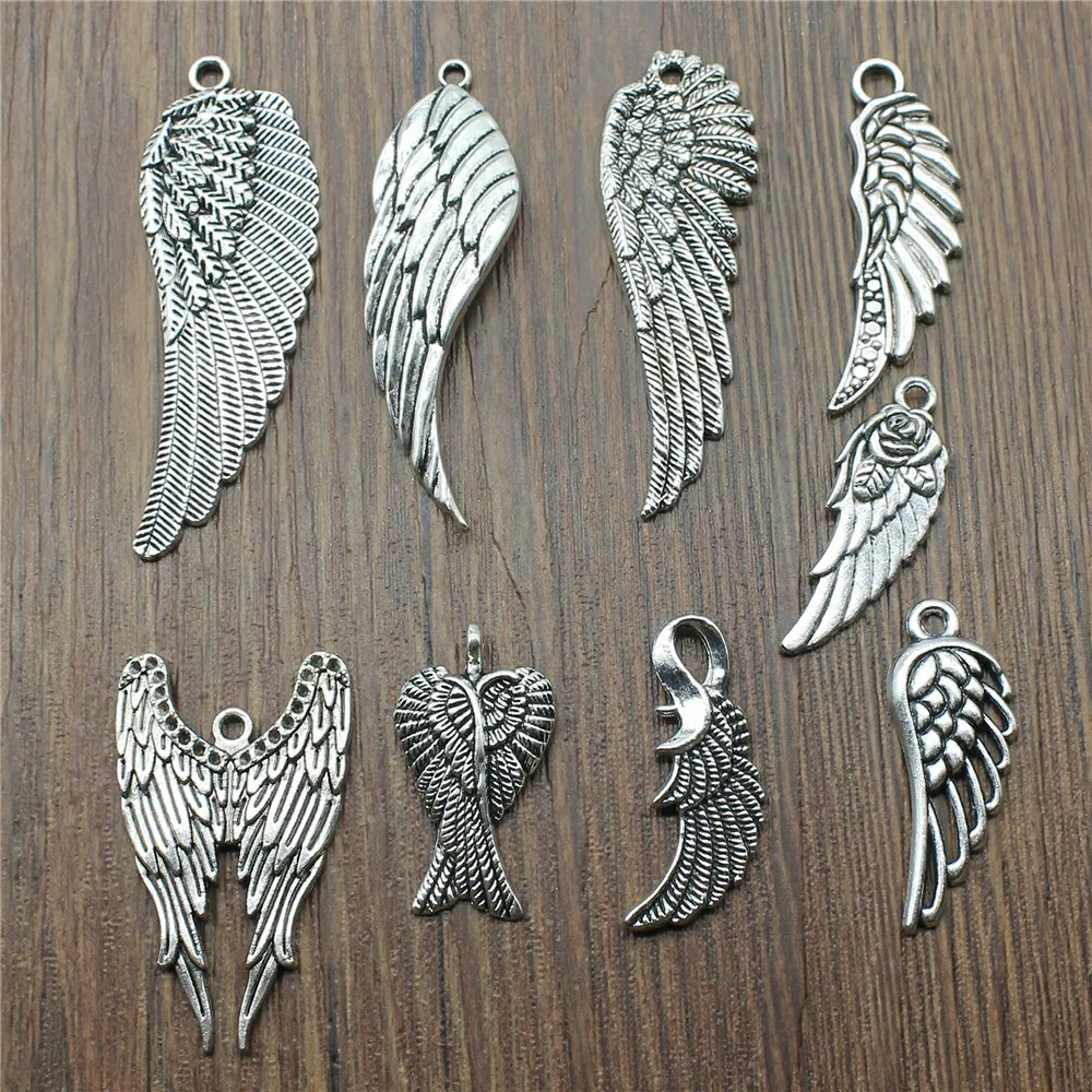 10pcs Charms Wing Antique Silver Color Bird Wings Pendant Charms Wing Charms Pendant For Jewelry Making