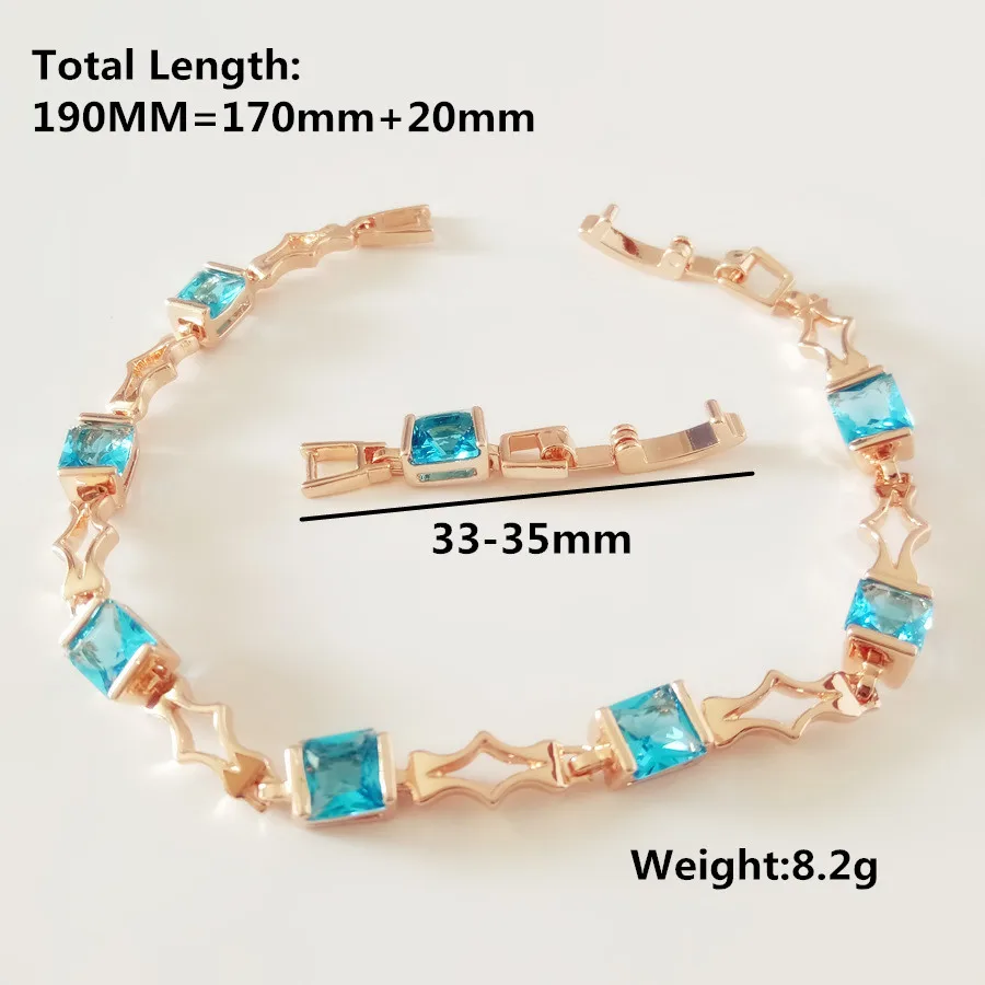 Fashion Lady Bracelet Light Blue Stone Women Jewelry Bohemia Style 585 Gold Color Jewelry