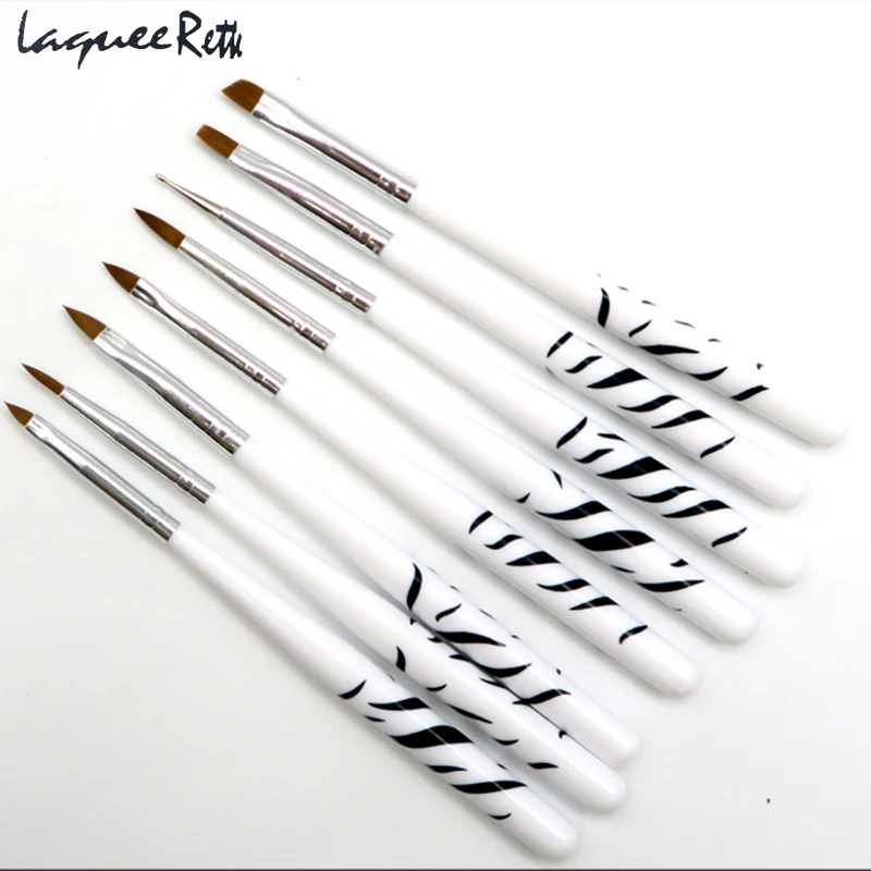 8 Stuks Nail Borstels Nail Art Tool Nail Art Design Set Puntjes Schilderij Tekening Polish Nail Brush Pen Gereedschap Voor acryl Poeder