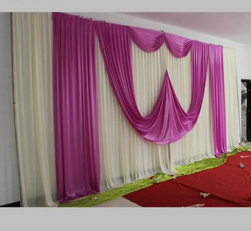 

3X6M wedding backdrop with swags party drapes mandap wedding decorations ice silk wedding background curtain DHL