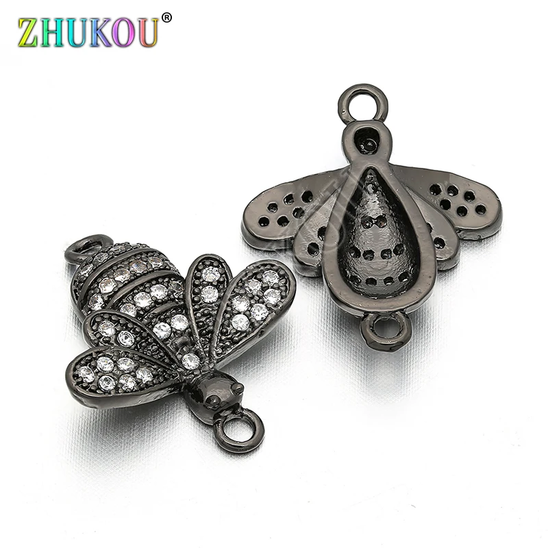 one piece 17*20mm Handmade Brass Cubic Zirconia Bees Chrams Connectors DIY Jewelry Bracelet Necklace Making Model: VS54