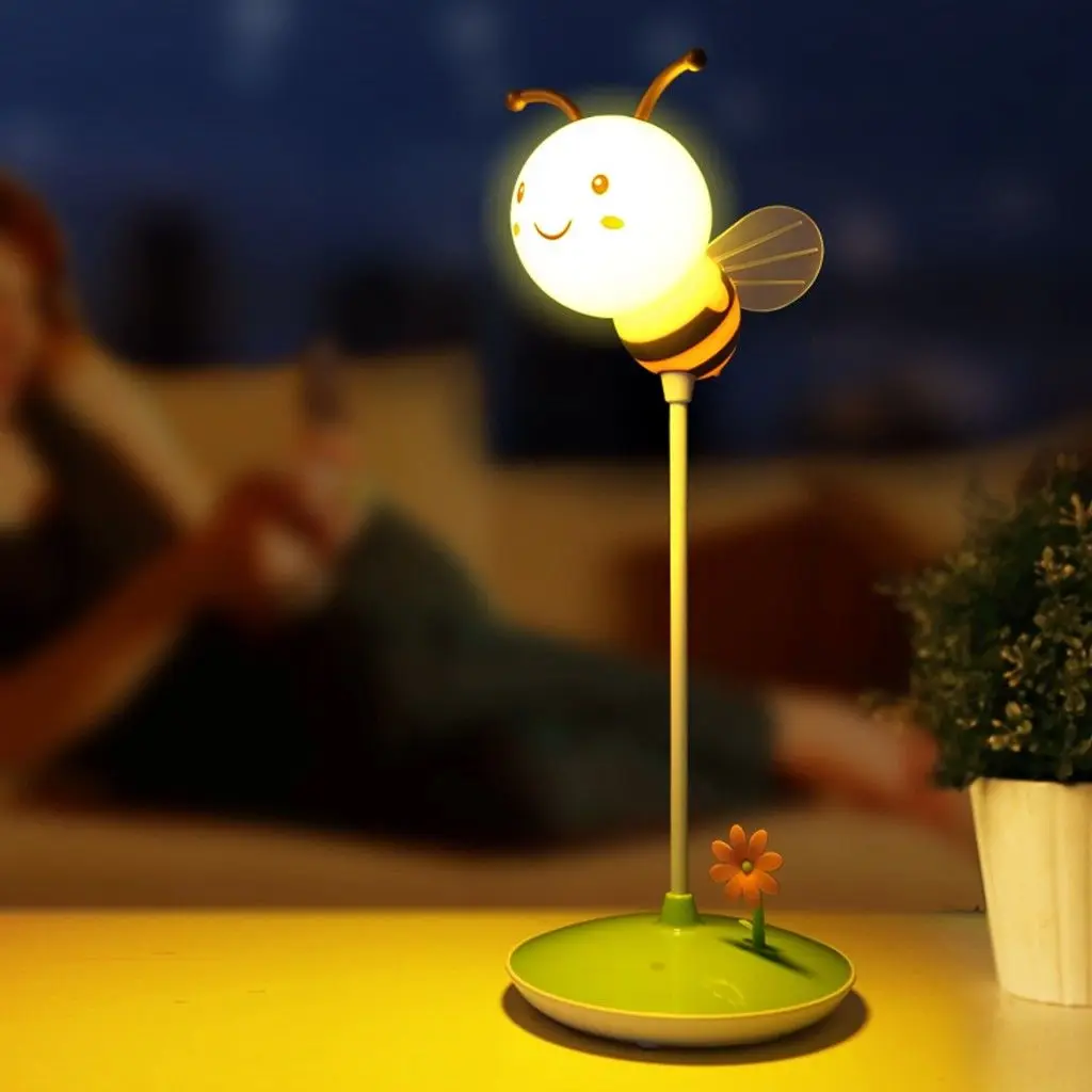 USB chargeable Bee Touch Sensor Cordless LED Desk Table Reading Lamp Cute  NightLight Touching Dimmable Baby Sleeping Creative