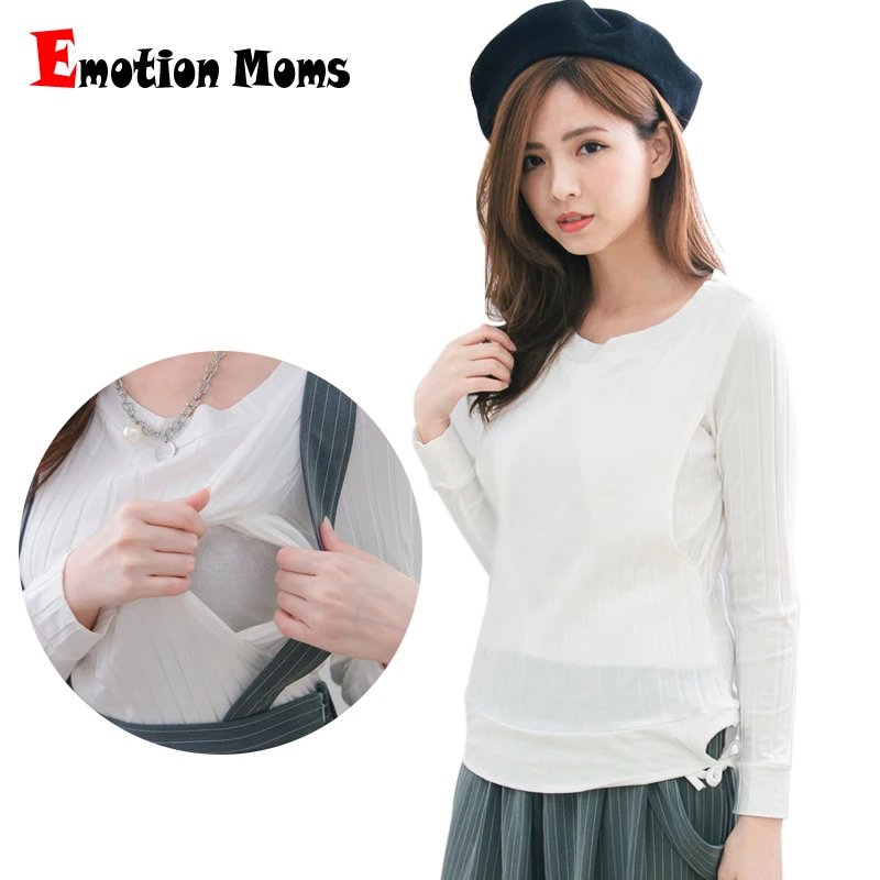 Emotion Moms Long Sleeve Maternity Clothes Maternity Tops Breastfeeding T-shirt for Pregnant Women Pregnancy Clothes