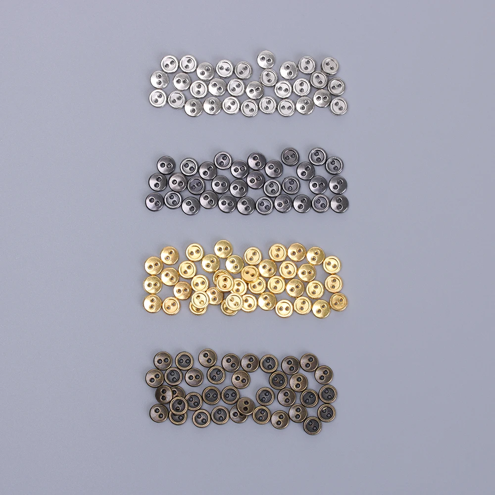 50Pcs Mini Metal Round Bread Buttons Doll Buckles for DIY Sewing Blyth Doll Clothing 3mm 4mm 5mm 6mm 7mm 8mm