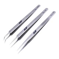 Stainless Steel Precision Tweezers Pointed Curved Tweezers Pinzas Forceps Phone Repair Tools