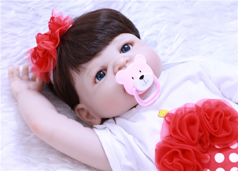 22" full silicone reborn baby girl dolls lovely bebe princess real dolls fashion children gift toys