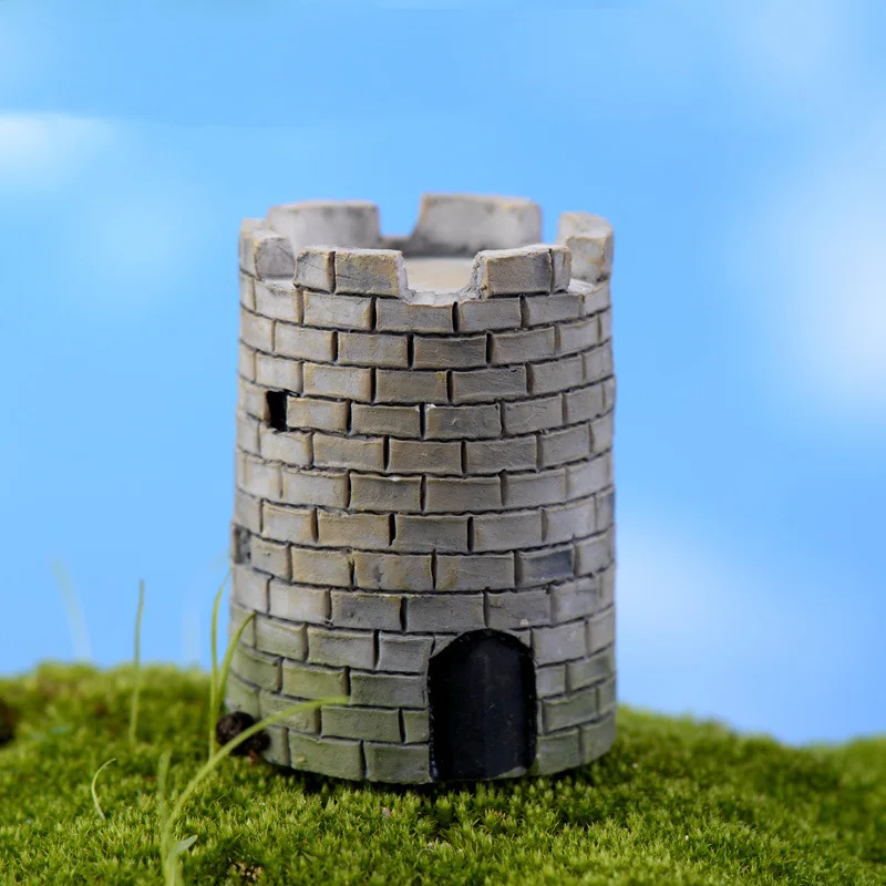1pc Resin Ancient Castle Figurine Landscape Figure Home Decor Miniature Fairy Garden Ornament Decoration Accessories Modern