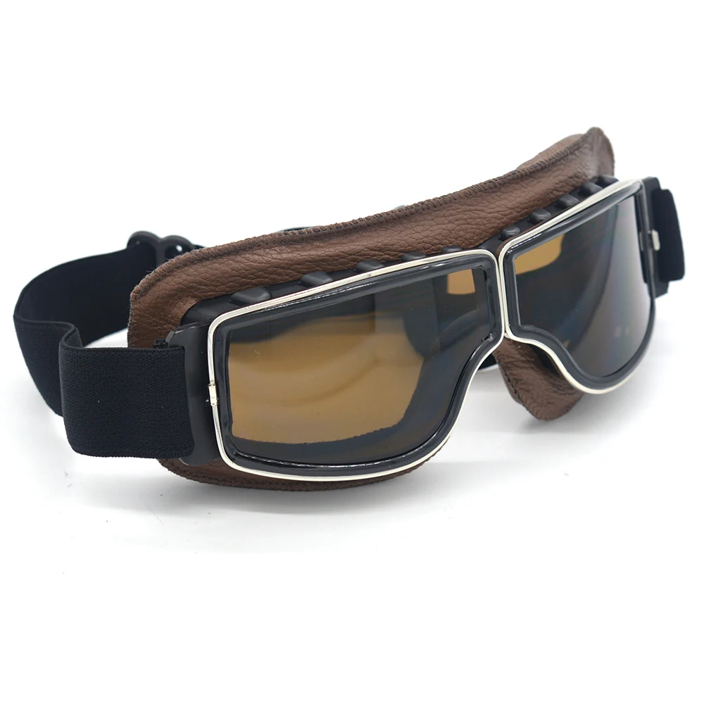 evomosa Retro Motorcycle Goggles Glasses Cruiser Vintage Leather Glasses Cafe Racer Half Helmet Goggles For Harley 2018