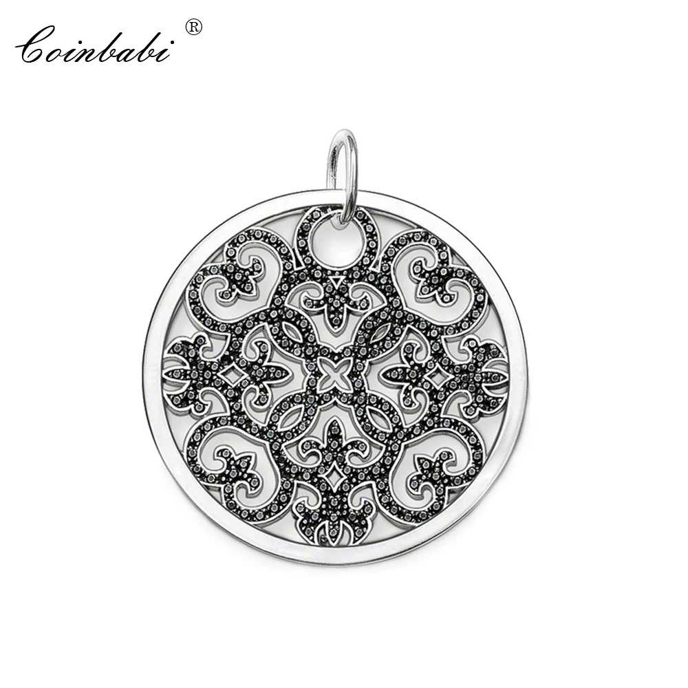 Pendant Arabesque Disc Vine 925 Sterling Silver For Women Classic Gift Europe Style Glam Pendant Ornament Fit  Soul Necklace