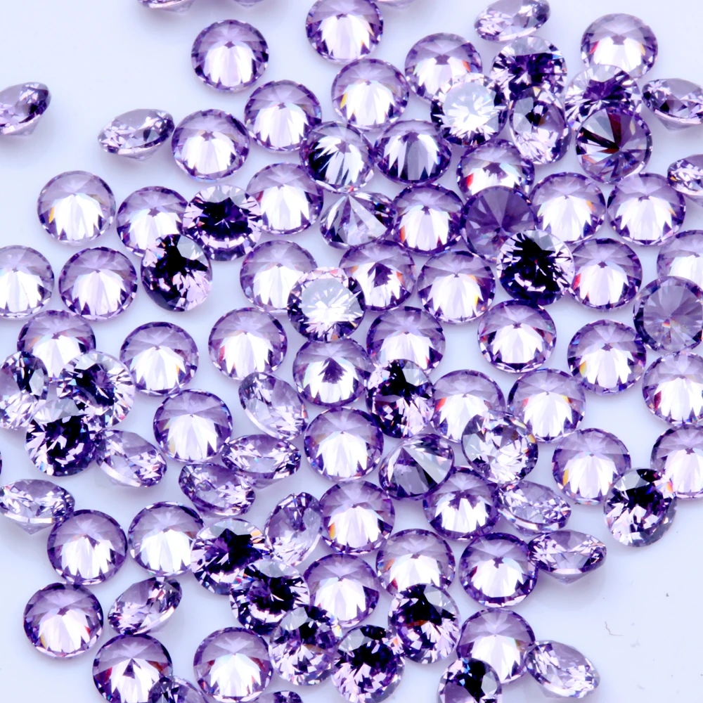 1000pcs AAAAA+ 1.0mm-4.0mm CZ Stone Round Cut Beads Purple Color Cubic Zirconia Synthetic Gems For Jewelry