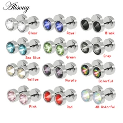 Alisouy 2 Pieces Stud Earrings Unisex Piercing Stud Earrings Tragus Cartilage Body Jewelry Crystal Stud Earrings Men Women