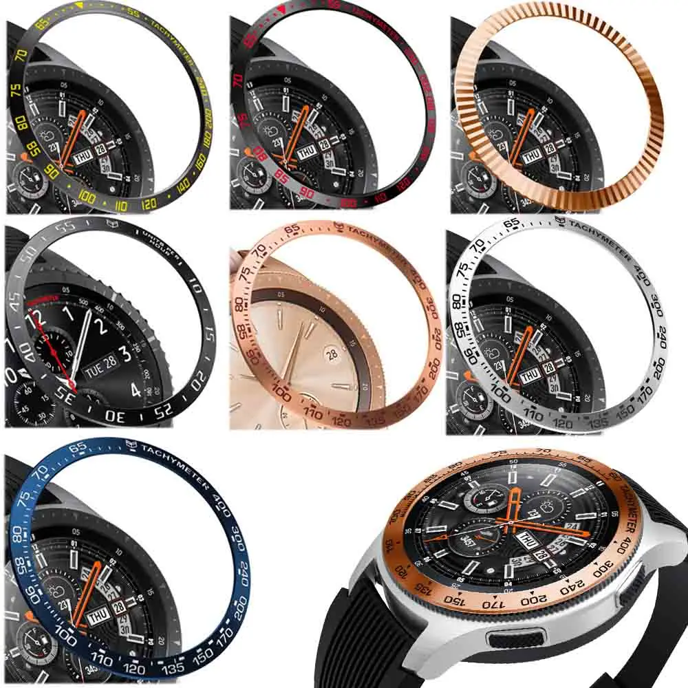 steel For Samsung Galaxy Watch 42MM/46MM/Gear S3 Frontier Bezel Ring Adhesive Anti Scratch Metal Cover Smart Watch Accessories