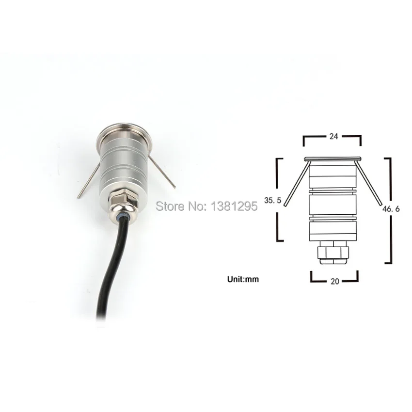 Luz embutida LED de parede, holofote impermeável, 15 feixes estreitos, degrau, pavimento, Inground, ao ar livre, IP67, 12V, 24V, 1W, 8Pcs