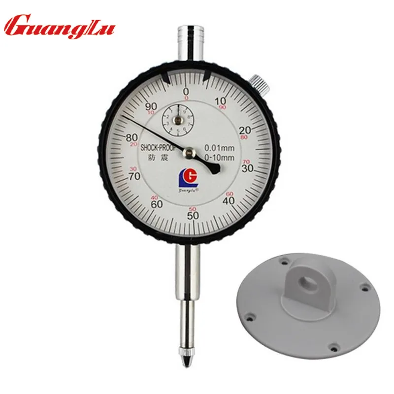 GUANGLU Dial Indicator 0-10/0.01mm Shock-Proof Dial Test Gauge with Lug Back Precision Micrometer Measuring Tools