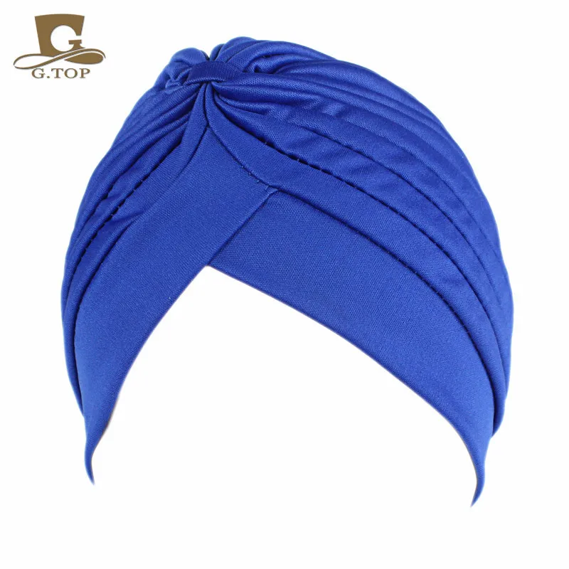 New Stretchy Turban Cap Chemo Head Beanie Cover Twisted Pleated Headwrap Assorted Colors Hair Cover Beanie Hats for Women Girls