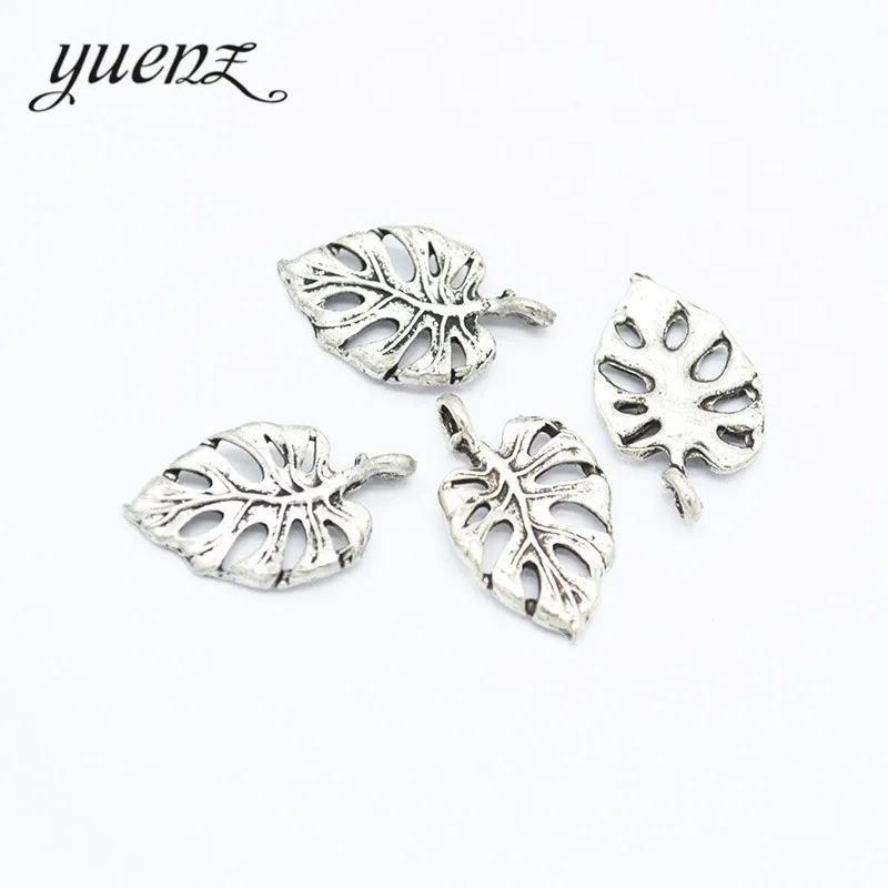 YuenZ 25 pcs Tree leaf Charms Antique Silver color Metal Pendant For Bracelets Necklace Jewelry Making 21*13mm Q363