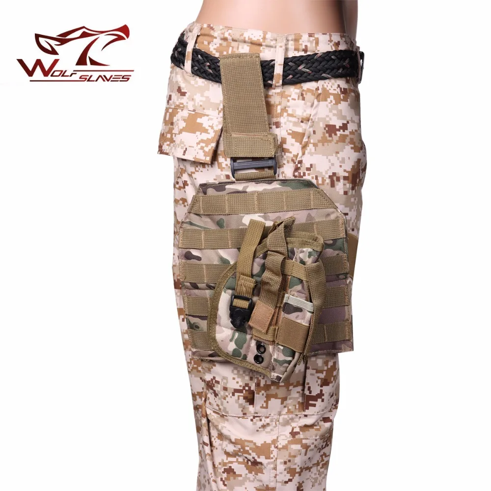 Wolfslaves Tactical Component MOLLE Drop Leg PB 075 Pistol Holster with Magazine Pouch Outdoor Hunting Accessories BK/MC/TAN