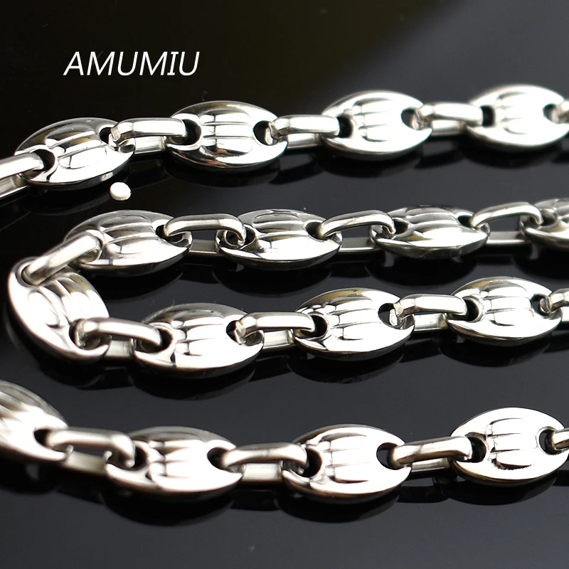 AMUMIU 6mm Christmas Religious Necklace Jewelry Catholic Stainless Steel Cross for Men Beads Rosary HN088