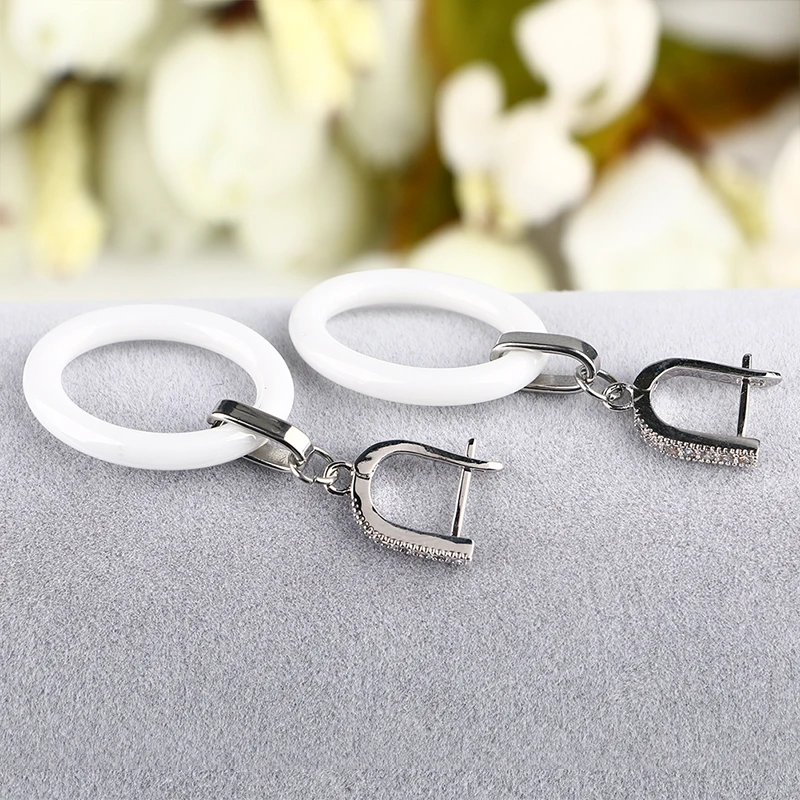 2018 New Healthy Ceramic Earrings Shinny Dangle Oval Earrings for Women Long Pendant Ceramic Stud Earrings Fashion Jewelry