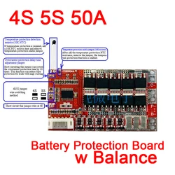 4S 5S 50A 12.8V 16V PCM BMS LiFePo4 Lithium iron phosphate battery protection board with Balance 3.2v cells