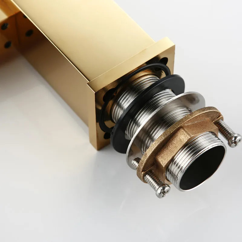 Imagem -04 - Smesiteli Torneira de Banheiro de Latão Sólido Estilo Quadrado Acabamento Dourado. Torneira Única com Misturador de Água para Bidê Torneiras de Montagem