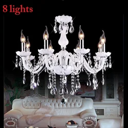 Modern White LED Crystal Chandelier, Sala de estar Luz, Vintage, 3, 6, 8, 10, 12, 15, 18 Luzes de Braço, E14