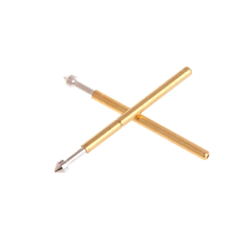 OOTDTY 100pcs Gold Plated Spring Test Probe Pogo Pin 1.3mm Conical Head 1.0mm Thimble For Power Tool P75-E2