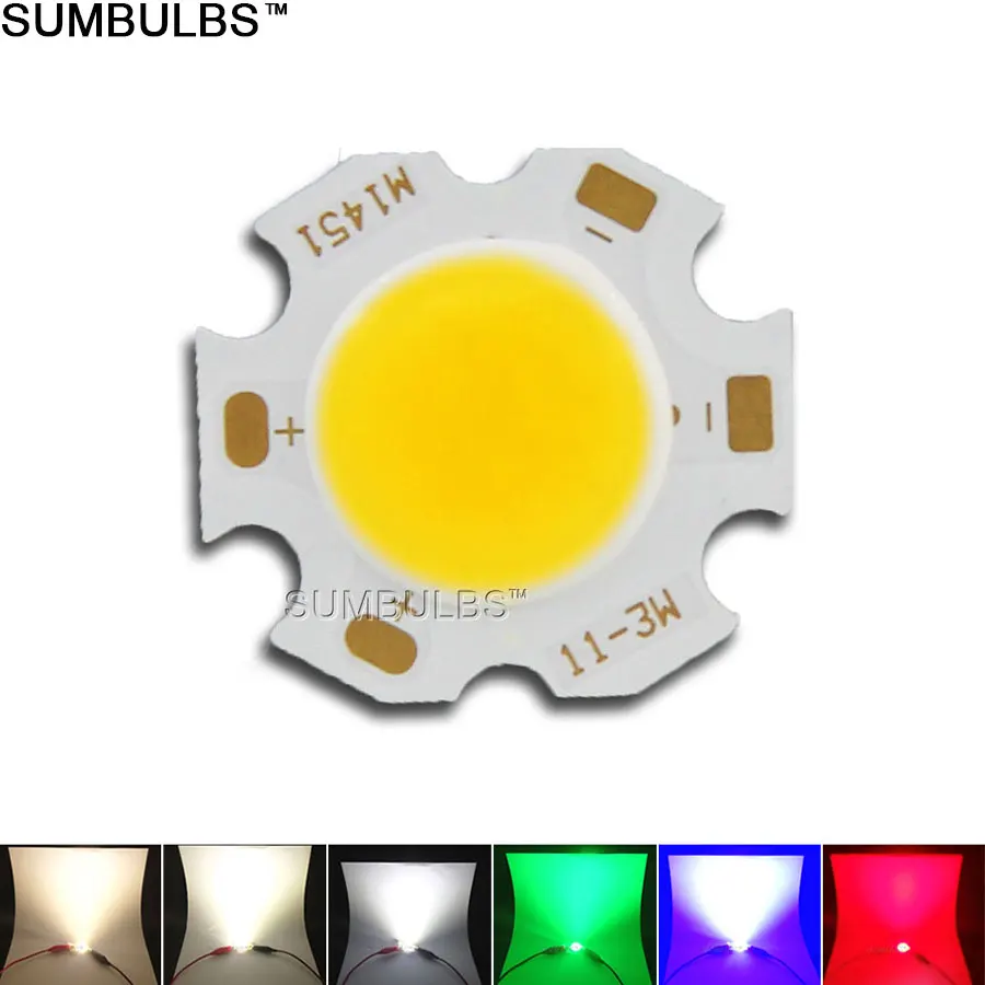 20pcs Circular COB Chip LED Light Source 2CM Diameter 3W 5W 7W Round LEDs Green Red Blue White Bulb for Spotlight Downlight Lamp