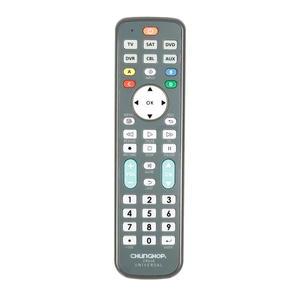 Universal Remote Control for Chunghop UR618 TV VCR SAT CBL DVD AUX DVR Controller