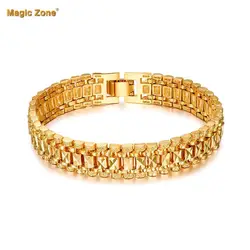 Male Bracelet Women Jewelry 12MM Pulseira Masculine Trendy Gold Color Chunky Chain Link Bracelet Wholesale Bileklik For Man P166